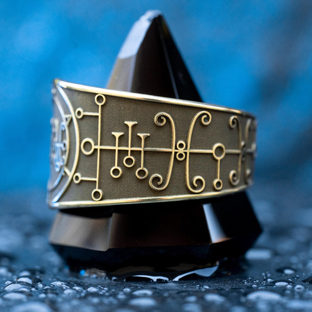 Duke Sallos Demon of True Love occult adjustable ring, Lesser Key of Solomon Seal sacred geometry kabbalah goetia magic