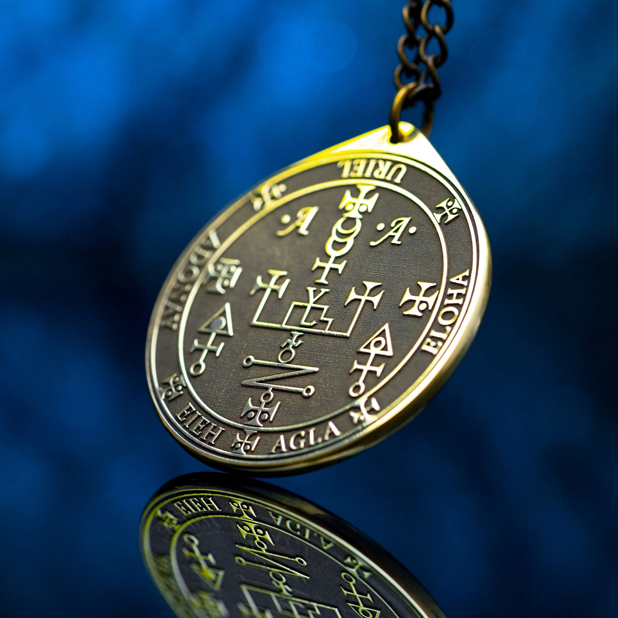 Archangel Uriel Seal Pendant: Spirit of Vitality and Medicine, Goetia Solomon Kabbalah Amulet