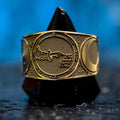 Fifth Pentacle of the Moon ring with engraved Solomon seal associated with dream answers and night phantoms