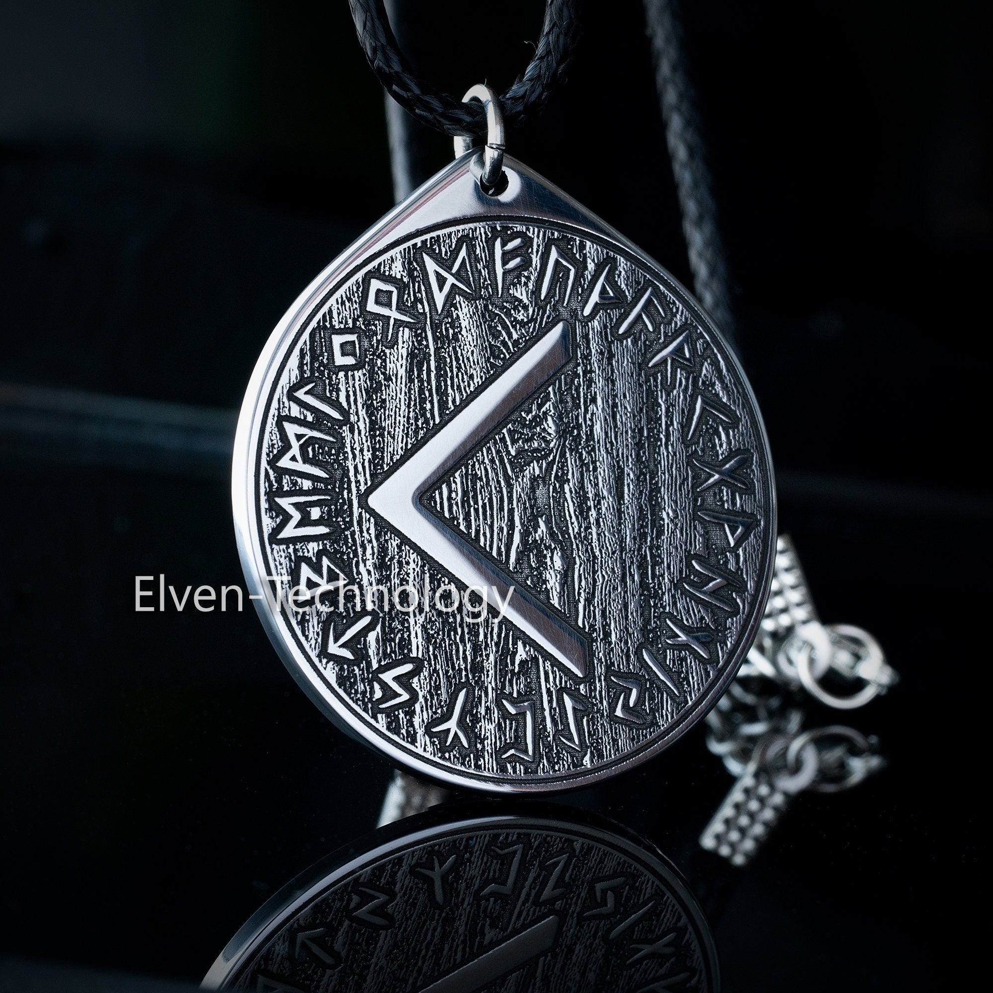 Viking Cunning Kenaz Rune pendant in Wheel of Universe North Celtic amulet Elder Futhark talisman occult magic