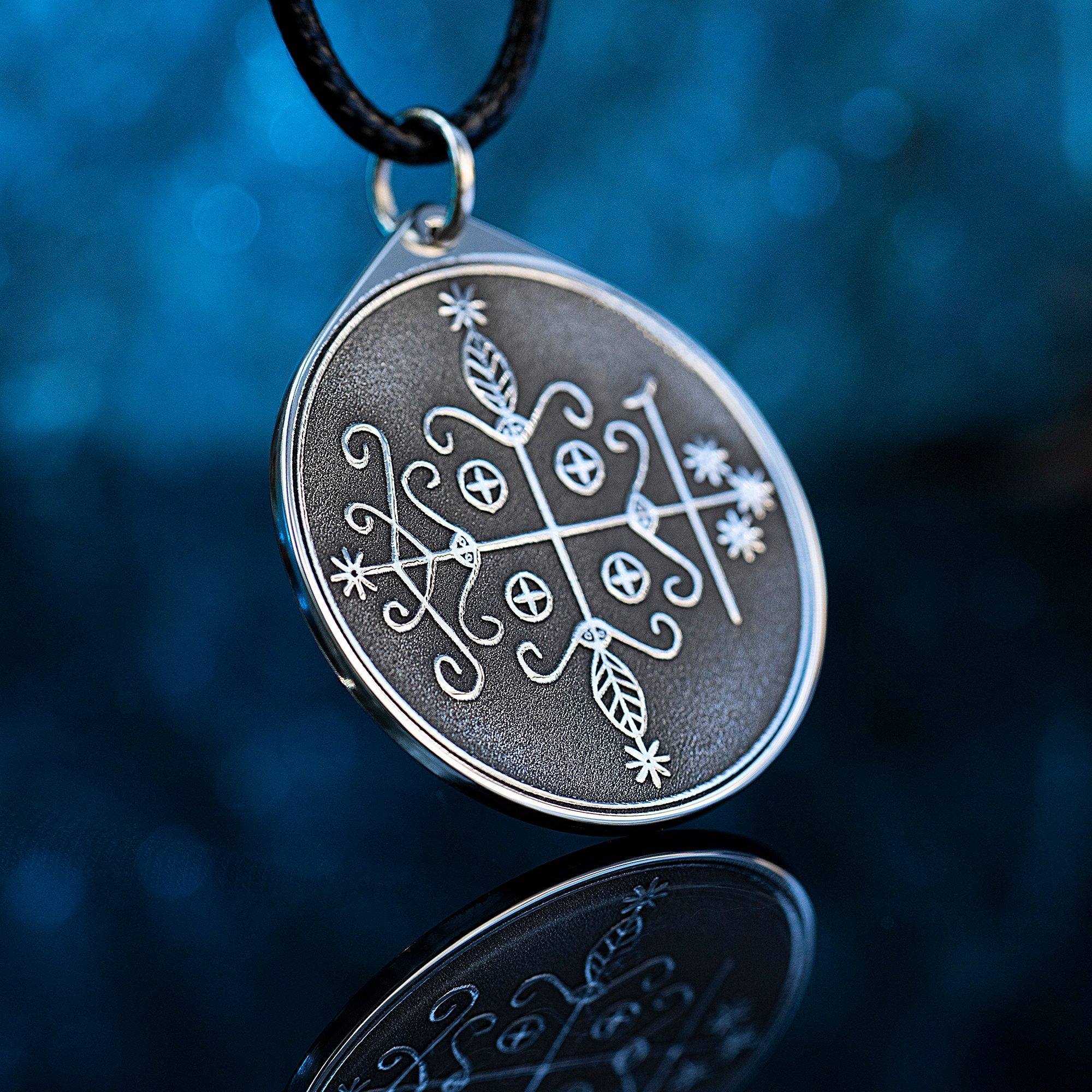 Papa Legba Veve Pendant: Vodou Amulet, Saint Lazarus Seal