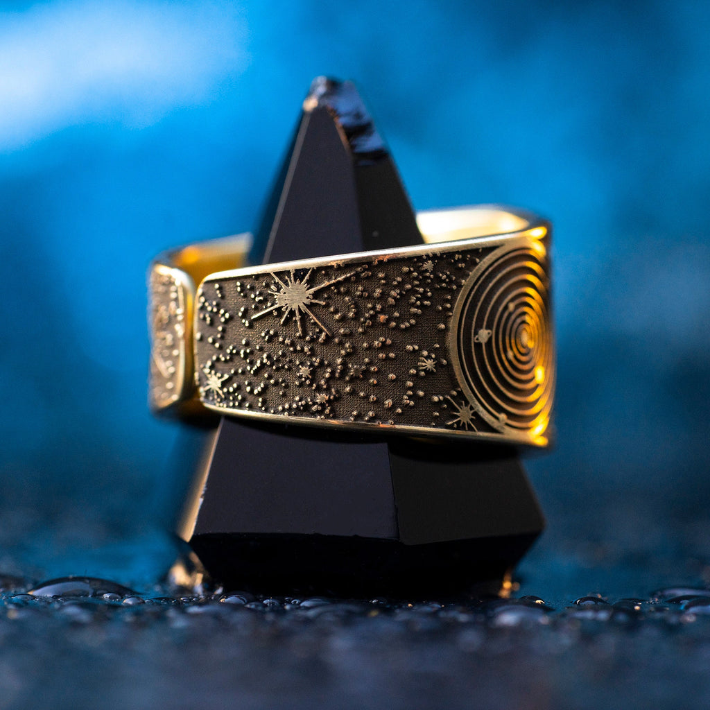 Goetia Fourth Pentacle of Mercury Seal Ring: Kabbalah Amulet Talisman - Adjustable Brass