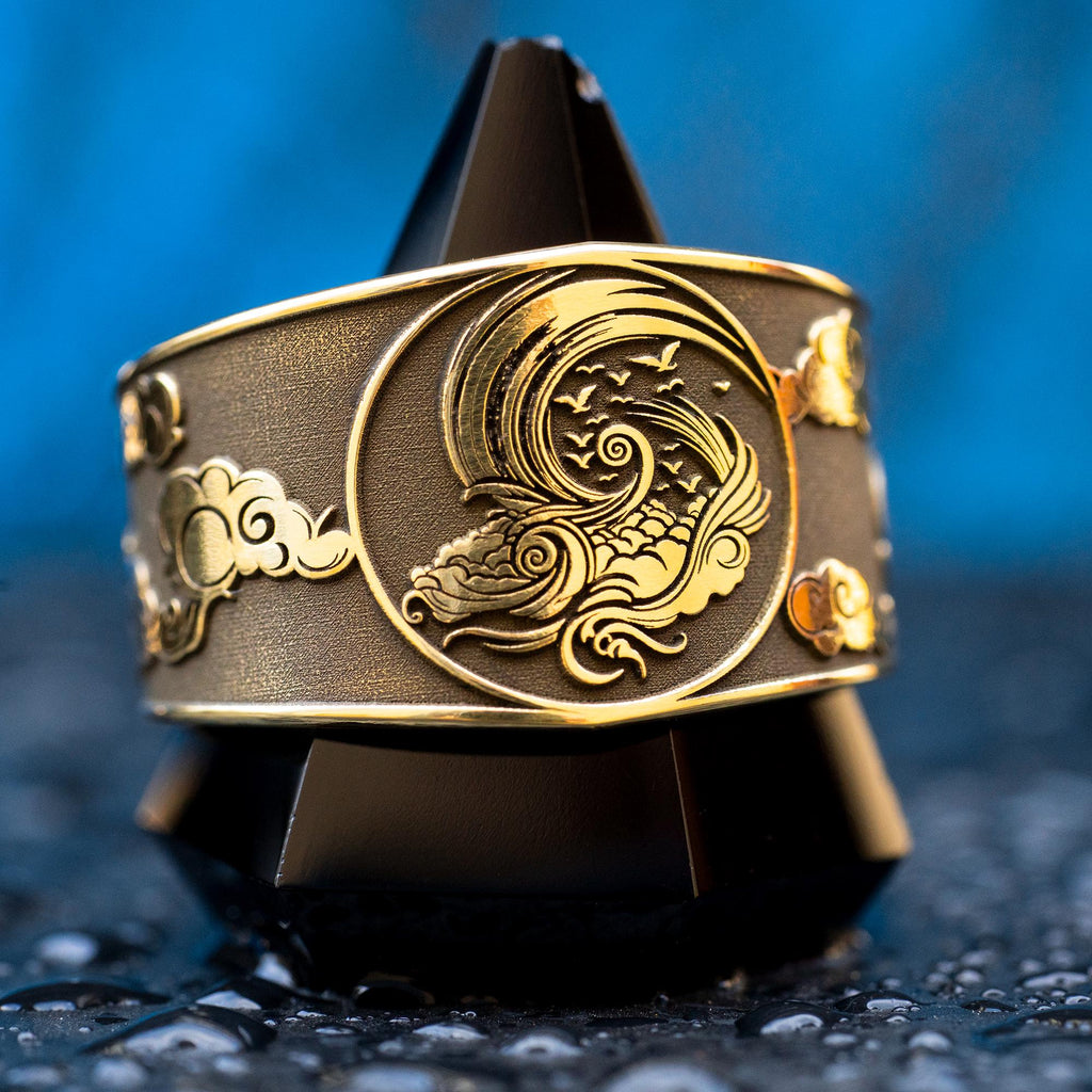 Alchemical Air Symbol Brass Ring: Adjustable Occult Talisman