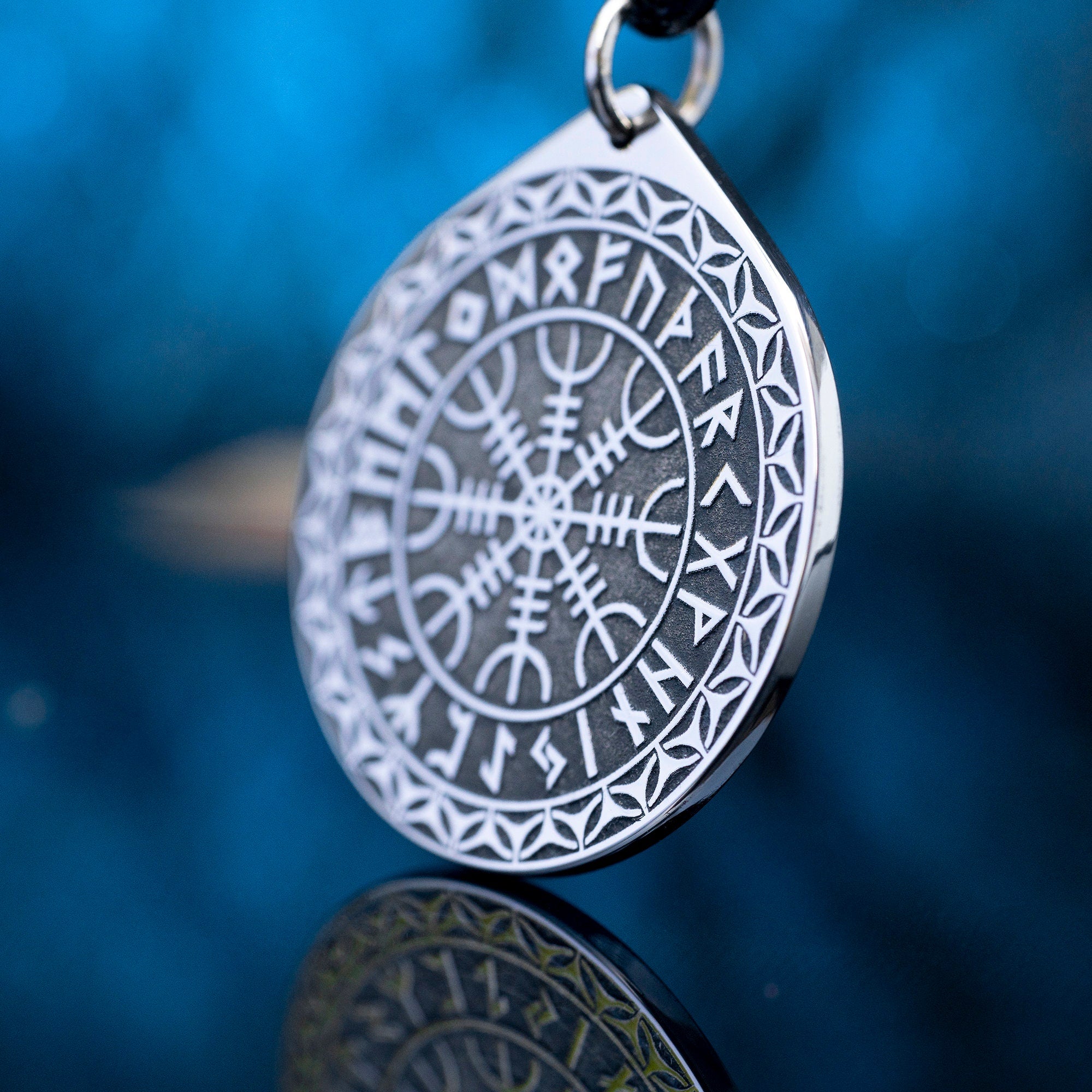 Viking The Helm of Awe Rune pendant in Wheel of Universe North Celtic amulet Elder Futhark talisman pagan occult magic