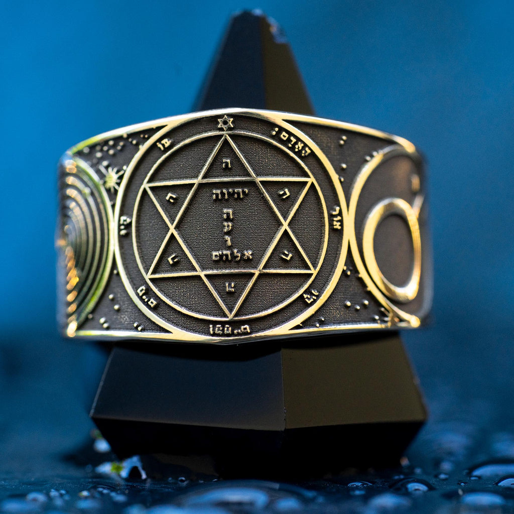 Goetia Second Pentacle of Mars Ring: Kabbalah Seal of Solomon Amulet