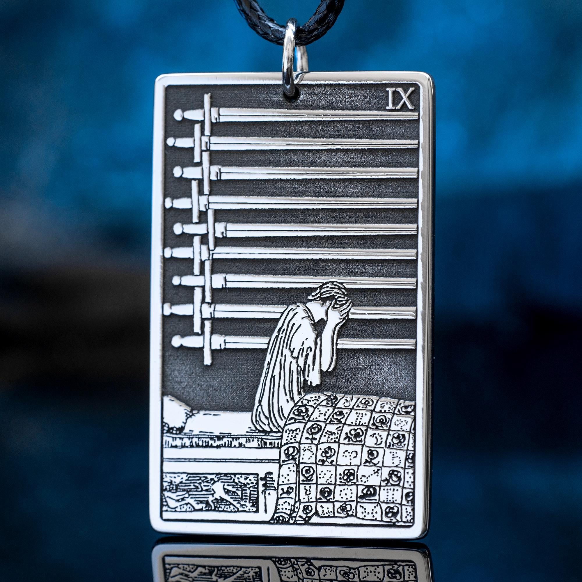 Nine of Swords Tarot Pendant: Occult magic Protection Amulet