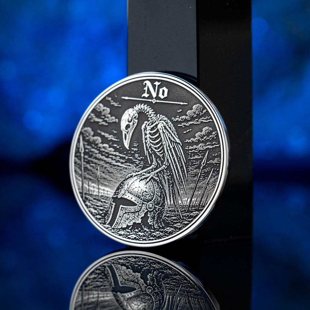 Raven Decision Coin: Yes No Oracle Flip Token, War Fate Talisman Medallion