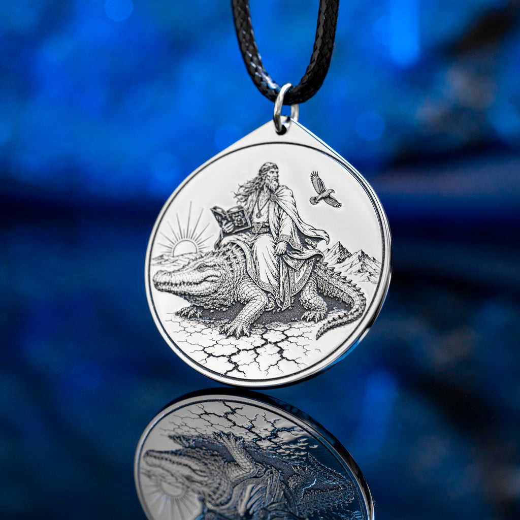 Double-sided Agares pendant with Ars Goetia seal on one side and Agares portrait on the other