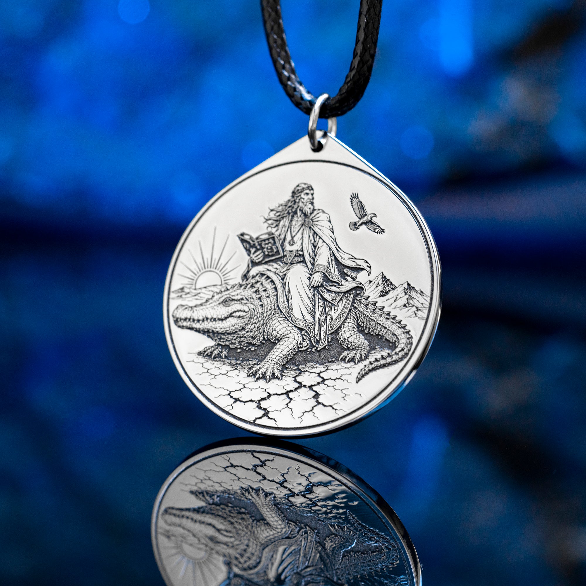 Double-sided Agares pendant with Ars Goetia seal on one side and Agares portrait on the other