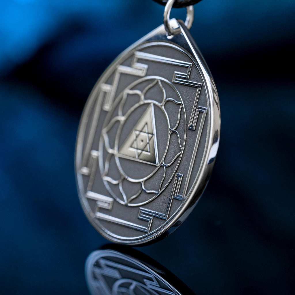 Sri Yantra Pendant: Sacred Geometry Talisman, Stainless Steel