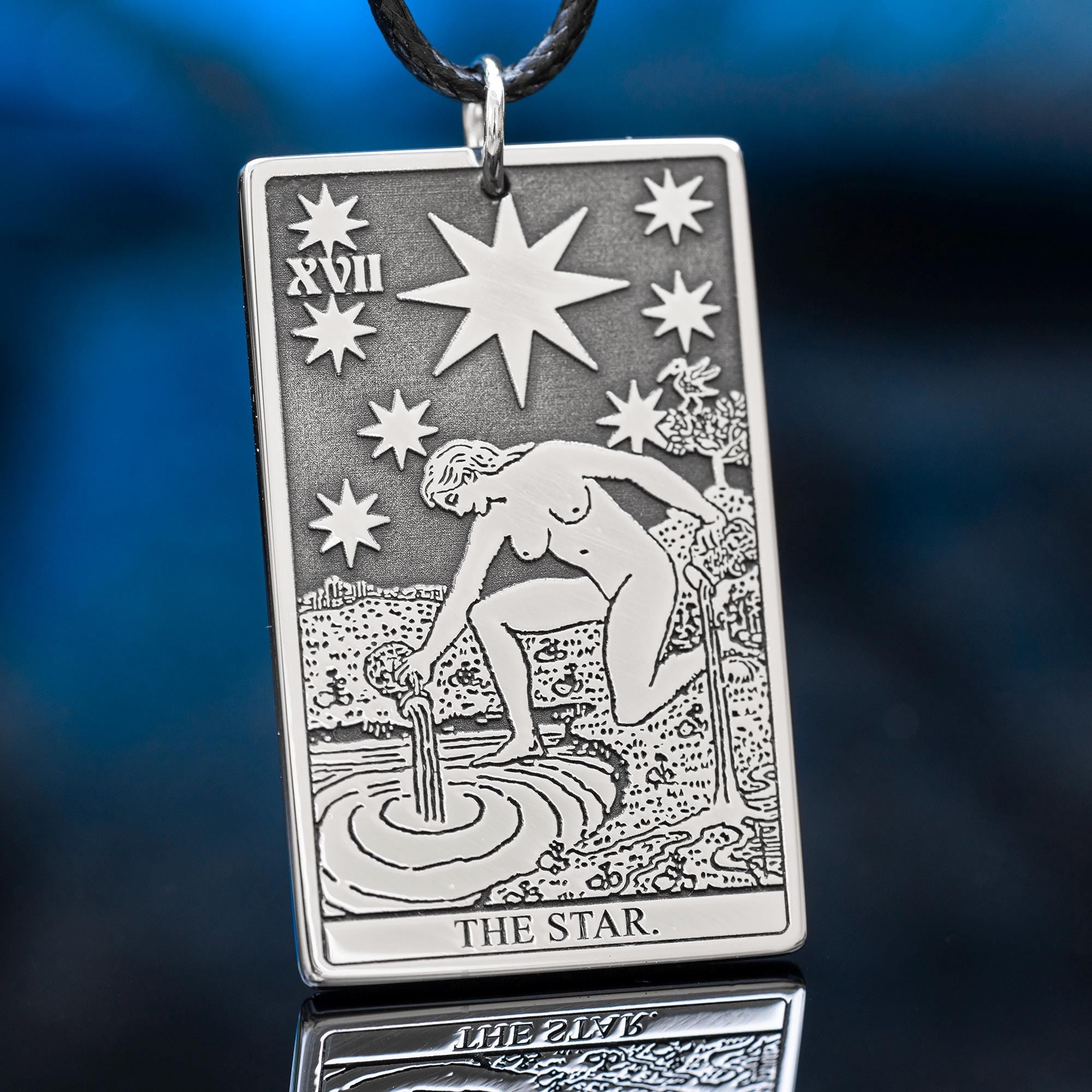 The Star Tarot Card Pendant: Stainless Steel Occult Amulet