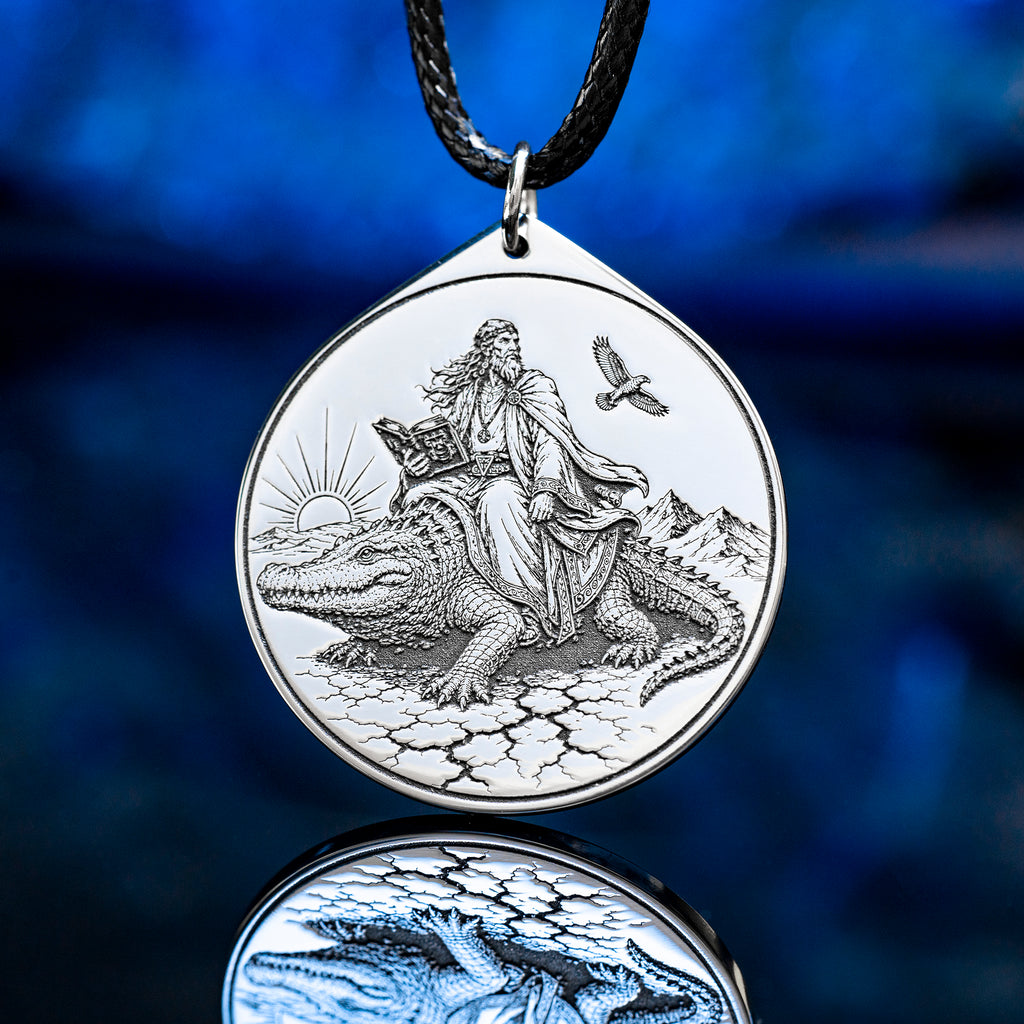 Double-sided Agares pendant with Ars Goetia seal on one side and Agares portrait on the other