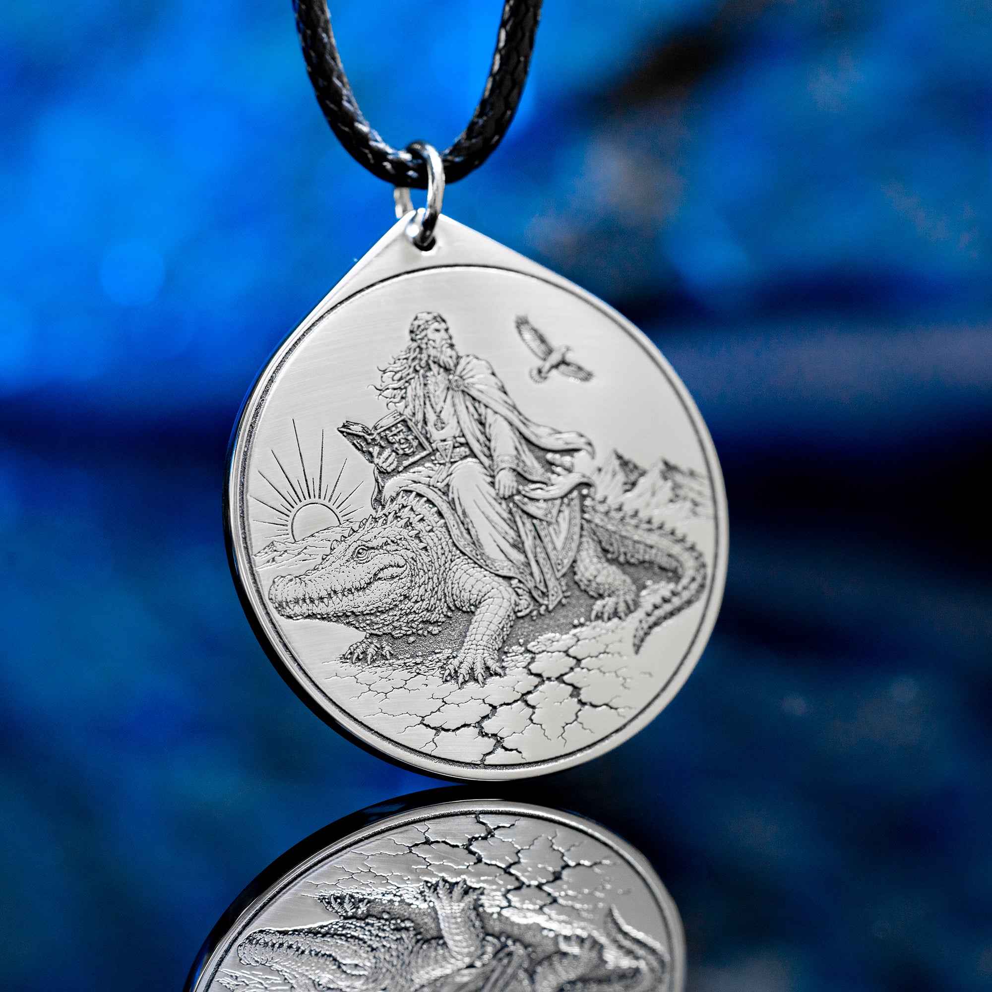 Double-sided Agares pendant with Ars Goetia seal on one side and Agares portrait on the other
