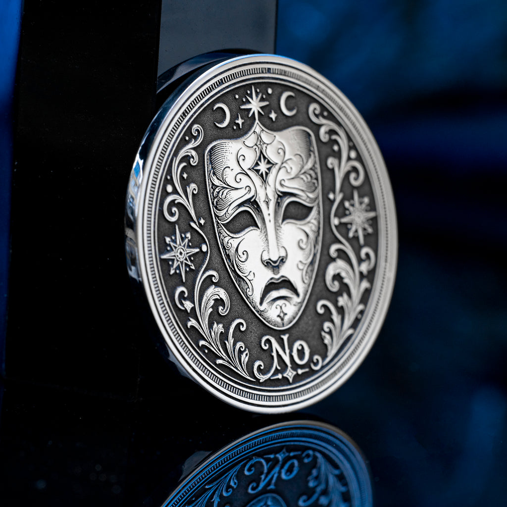 Theater Mask Decision Coin: Yes No Oracle Flip Token, Comedy Tragedy Talisman