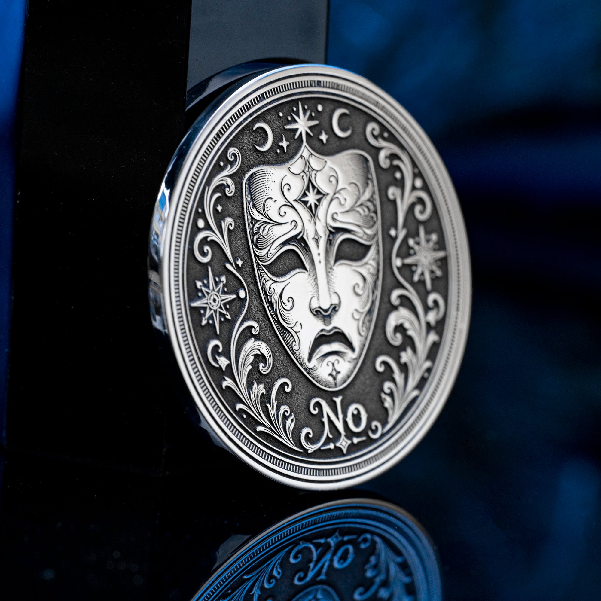 Theater Mask Decision Coin: Yes No Oracle Flip Token, Comedy Tragedy Talisman
