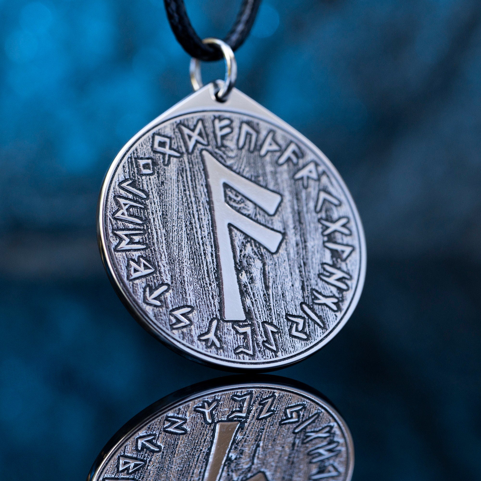 Viking Intelligence Ansuz Rune pendant in Wheel of Universe North Celtic amulet Elder Futhark talisman occult magic