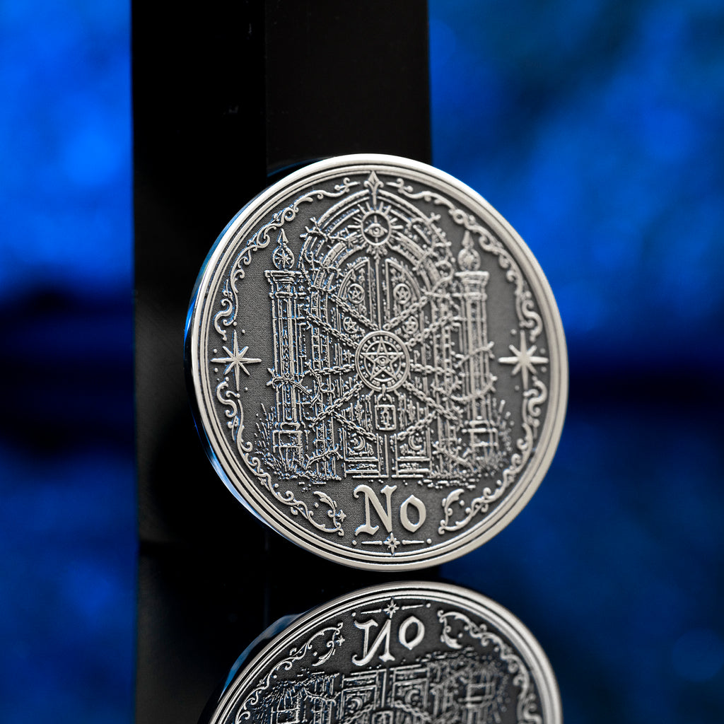 Portal Decision Coin: Yes No Oracle Flip Token, Open Gate Locked Door Talisman