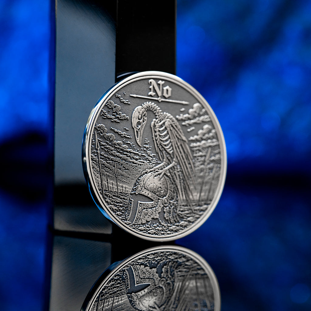 Raven Decision Coin: Yes No Oracle Flip Token, War Fate Talisman Medallion