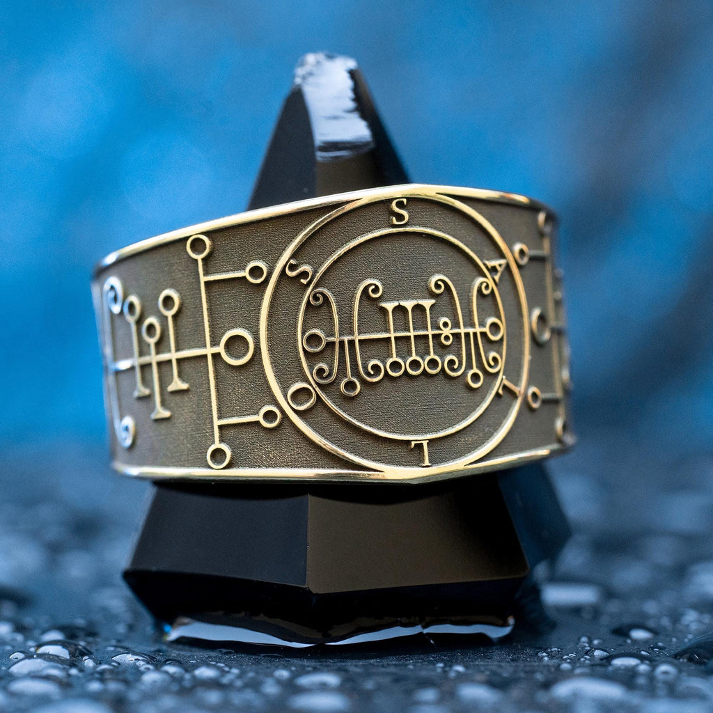 Duke Sallos Demon of True Love occult adjustable ring, Lesser Key of Solomon Seal sacred geometry kabbalah goetia magic