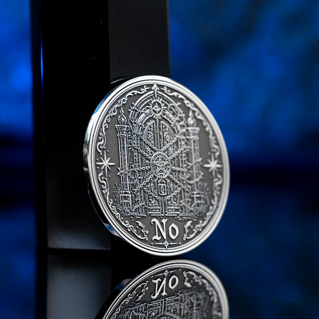 Portal Decision Coin: Yes No Oracle Flip Token, Open Gate Locked Door Talisman