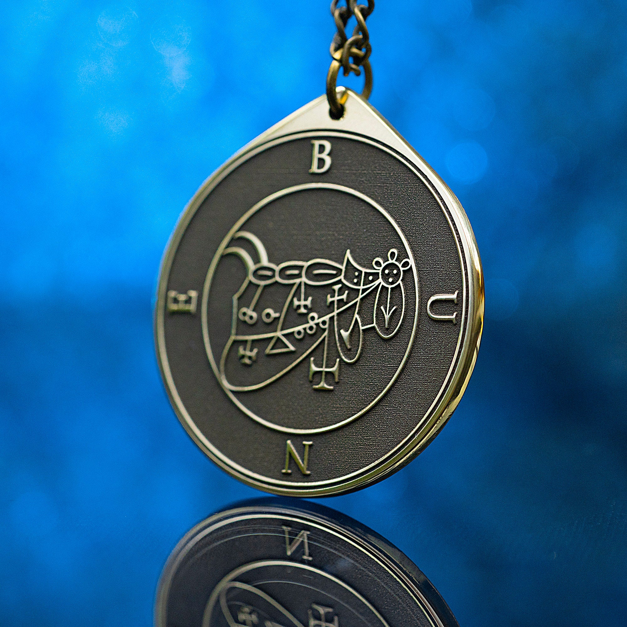 Duke Bune Brass Pendant: Lesser Key of Solomon Seal Amulet