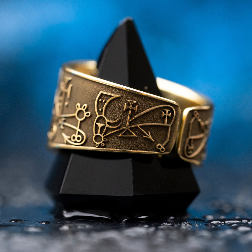 Duke Bune Brass Ring: Lesser Key of Solomon Seal, Adjustable