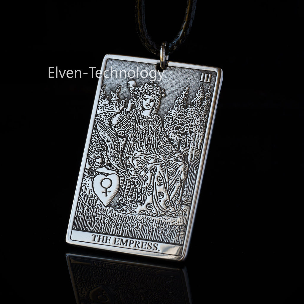 The Empress Tarot Card Pendant: Stainless Steel Occult Amulet