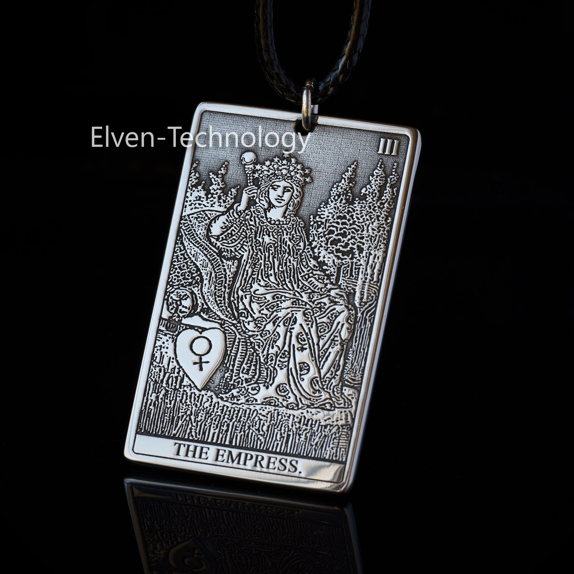 The Empress Tarot Card Pendant: Stainless Steel Occult Amulet