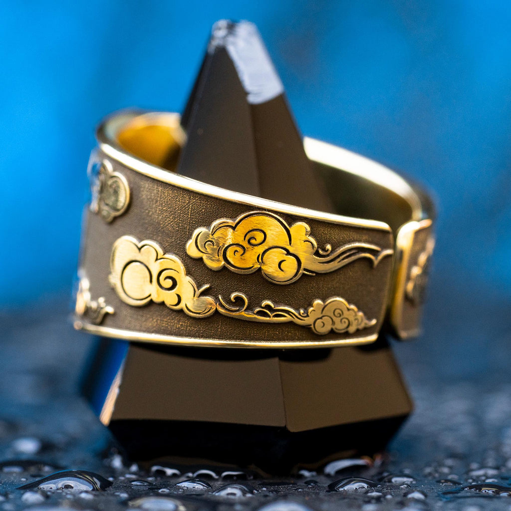 Alchemical Air Symbol Brass Ring: Adjustable Occult Talisman