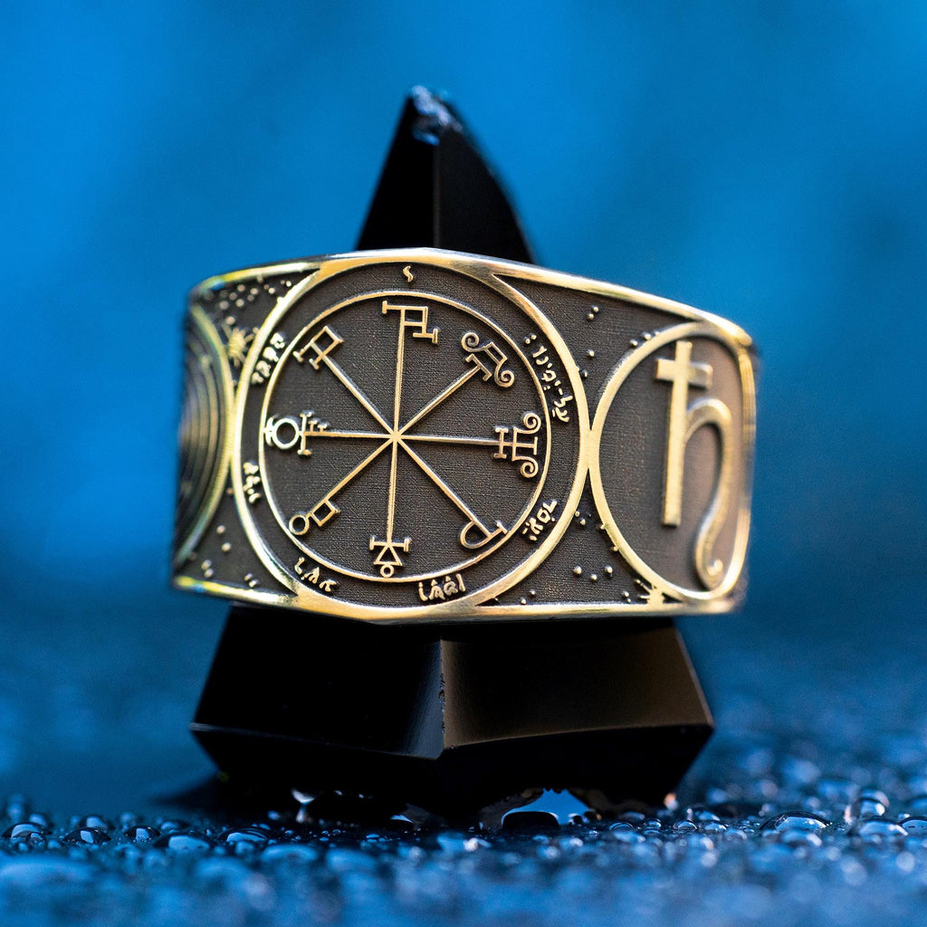 Sixth Pentacle of Saturn Ring: Goetia Kabbalah Amulet Talisman