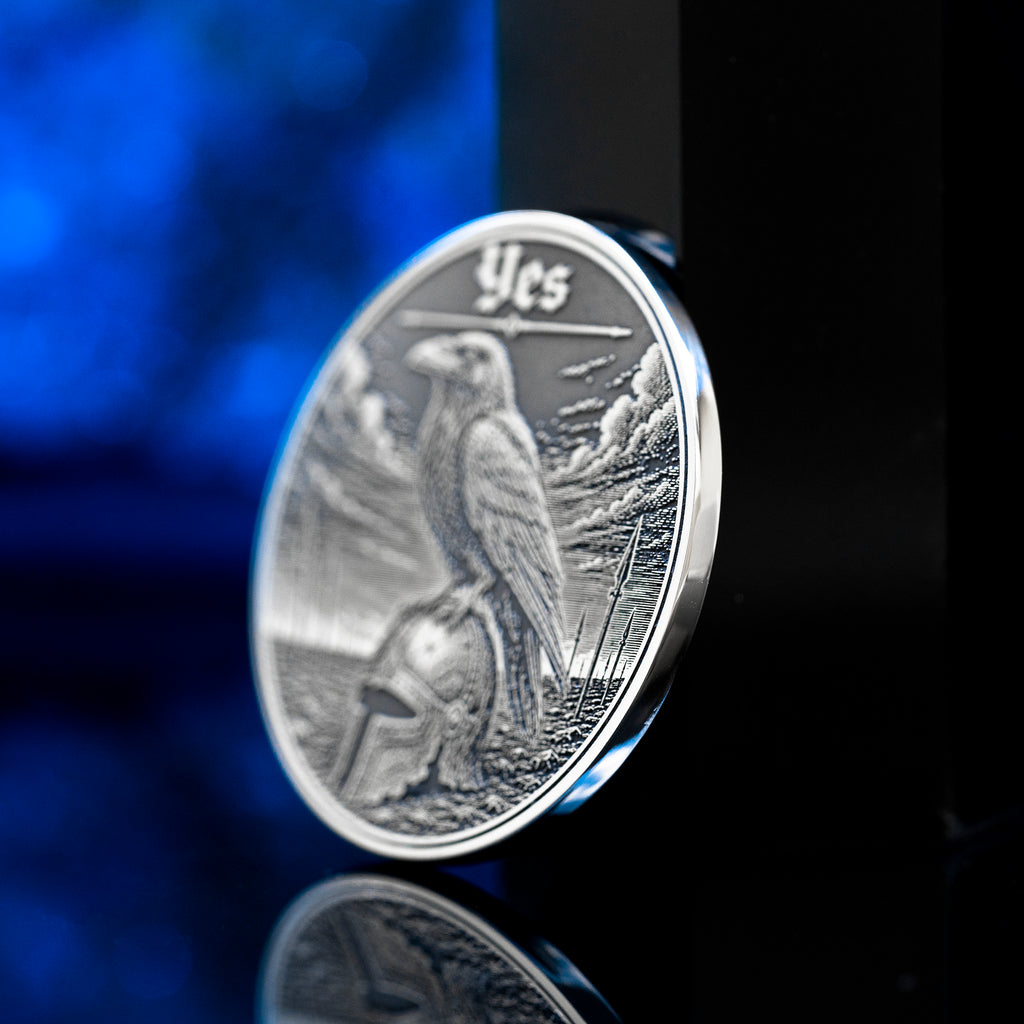 Raven Decision Coin: Yes No Oracle Flip Token, War Fate Talisman Medallion