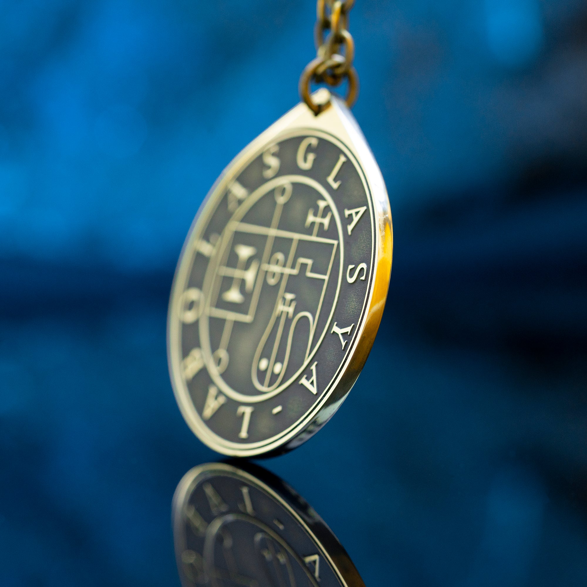 Glasya-Labolas seal pendant with engraved Ars Goetia sigil associated with arts, sciences, prophecy, and invisibility