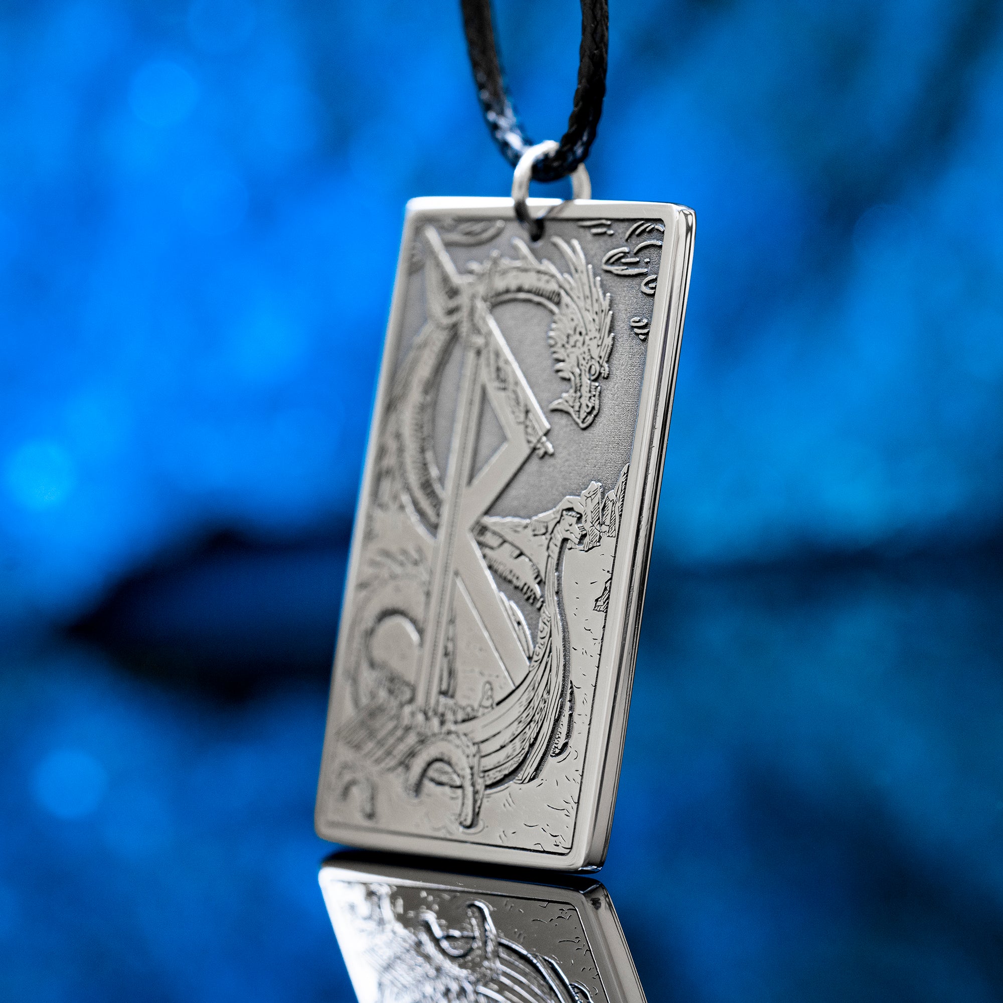 Raidho rune pendant with Elder Futhark symbol engraved as a Viking travel talisman necklace