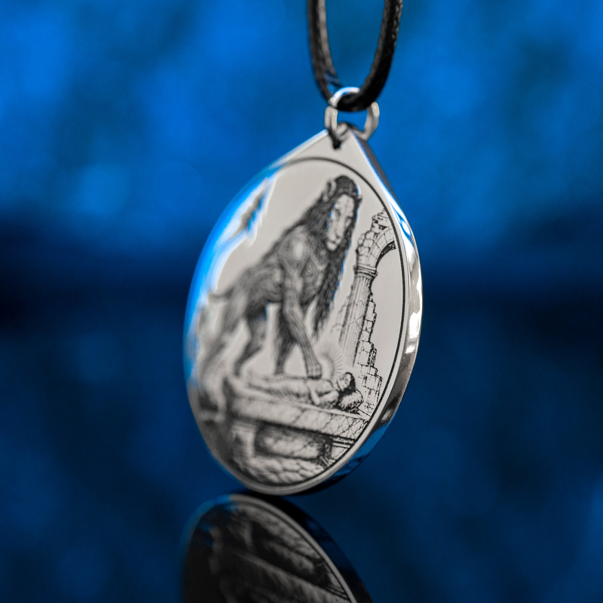 Marbas seal pendant with engraved Ars Goetia sigil associated with healing symbolism, secrets, and mechanical arts.