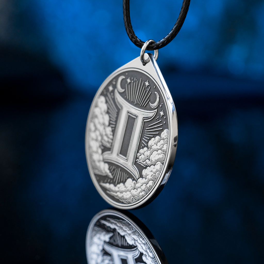 Gemini Pendant: Celestial Air Sign Symbol of Curiosity, Intuition and Dual Nature, Zodiac Astrology