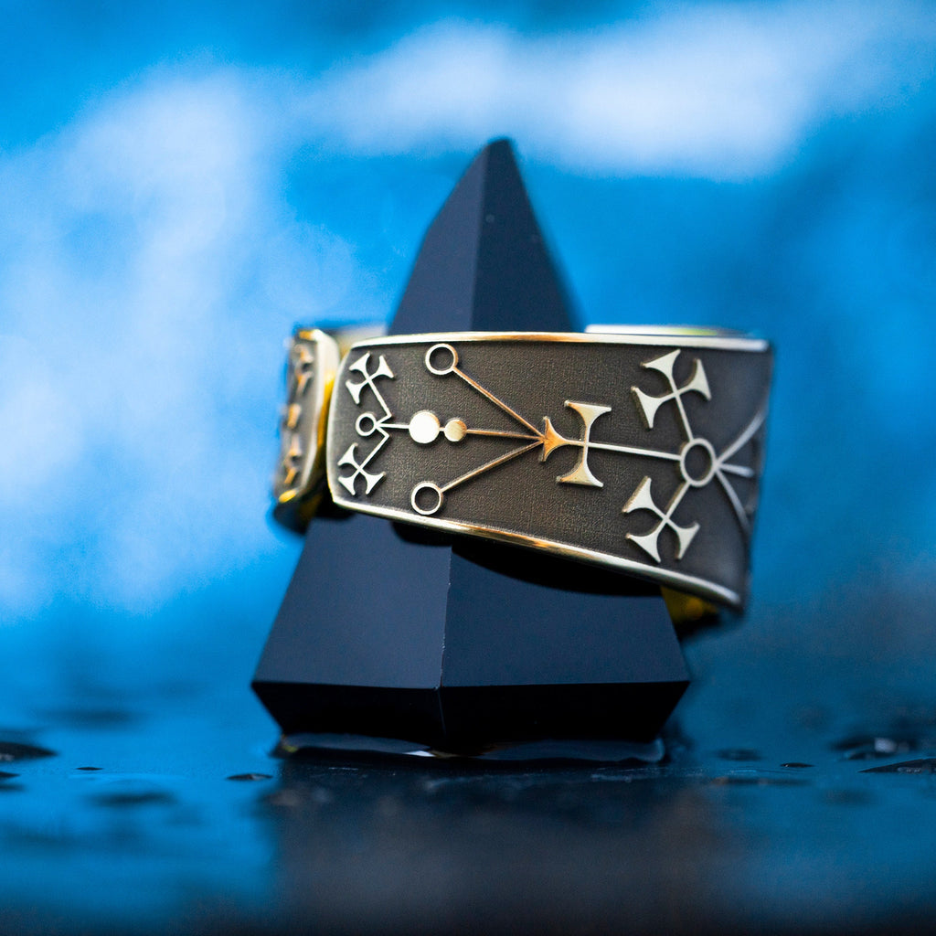 Marbas Seal Ring: Adjustable Brass Occult Jewelry