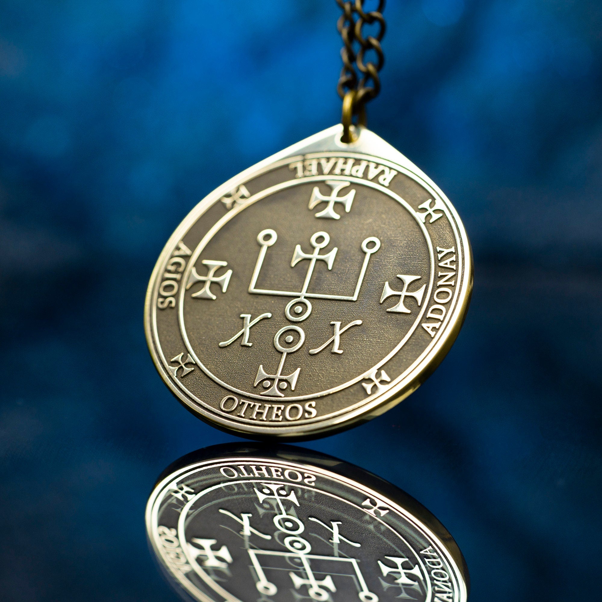 Archangel Raphael Pendant: Seal of Solomon Kabbalah Amulet
