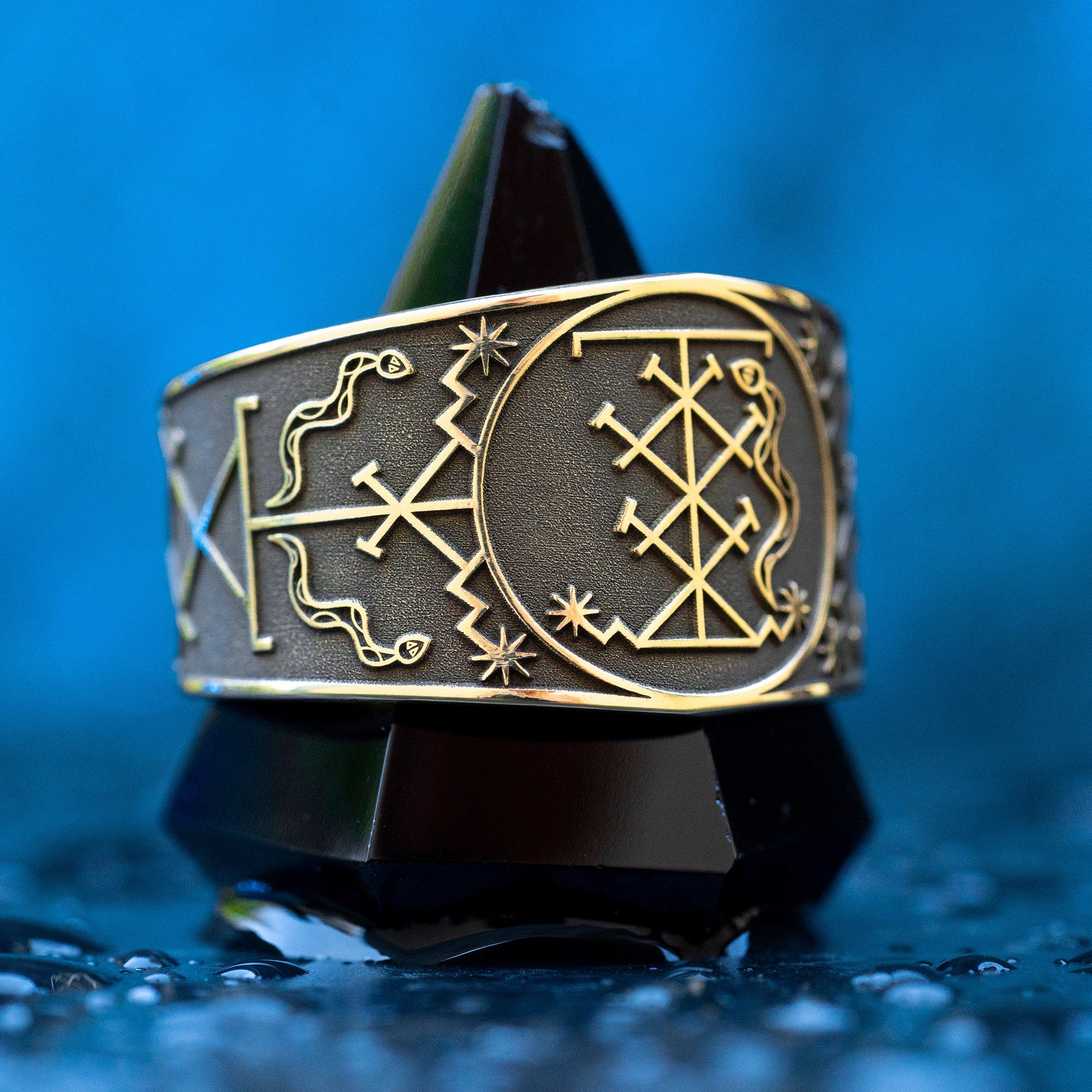 Shango Veve Ring: Orisha Deity Amulet of Power and Thunder, Vodou Yoruba Symbol