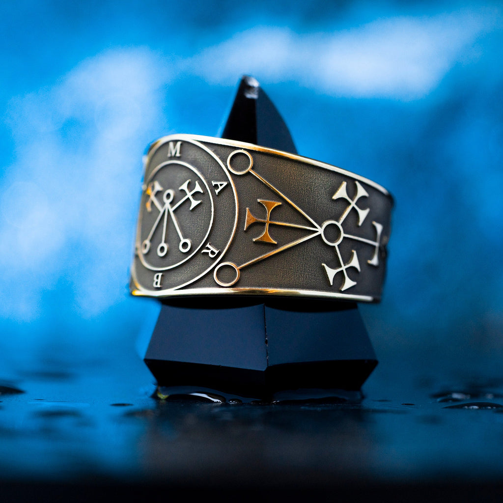Marbas Seal Ring: Adjustable Brass Occult Jewelry