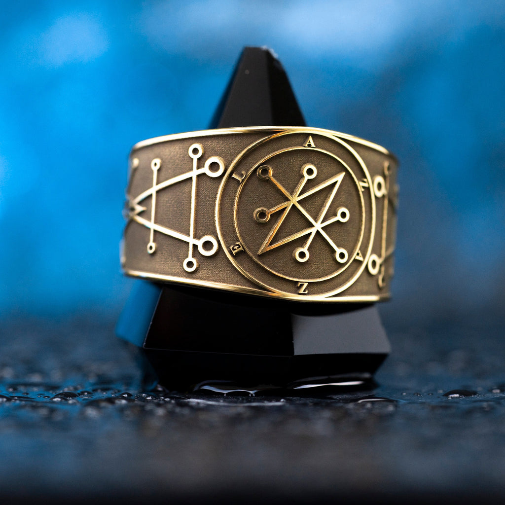 Azazel Brass Ring: Adjustable Solomon Seal Occult Ring