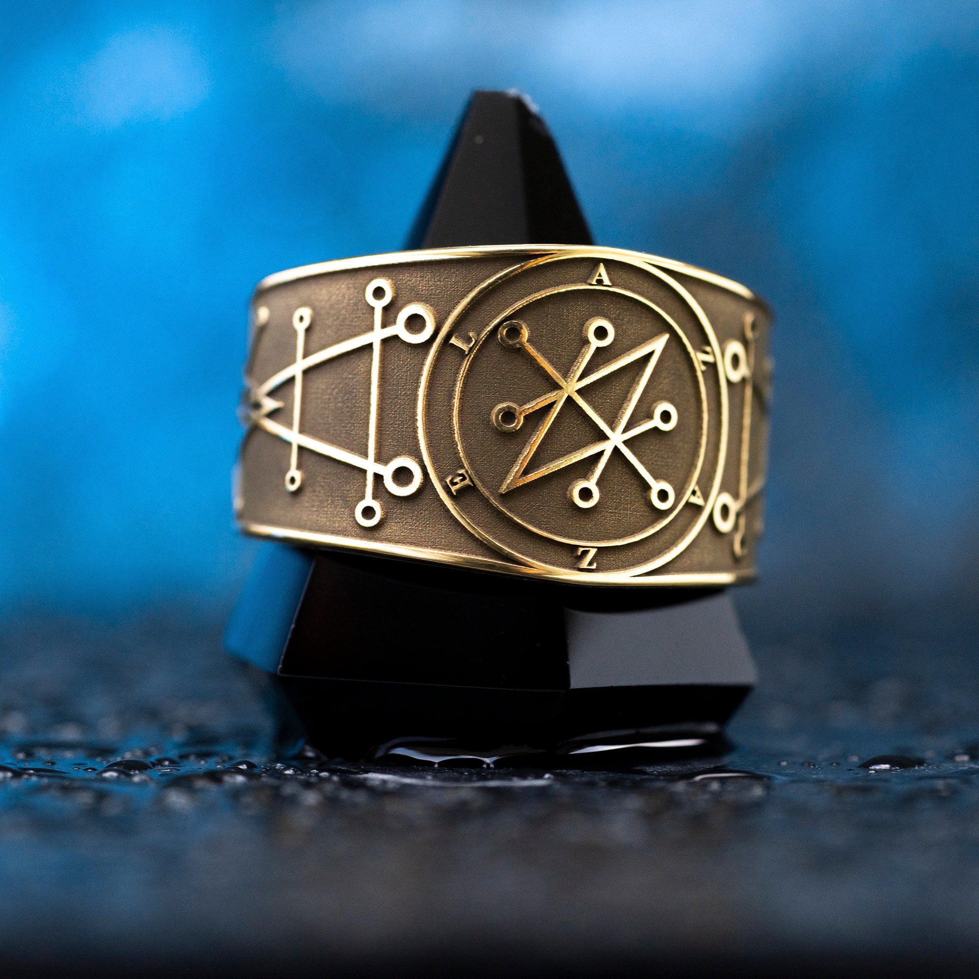 Azazel Brass Ring: Adjustable Solomon Seal Occult Ring