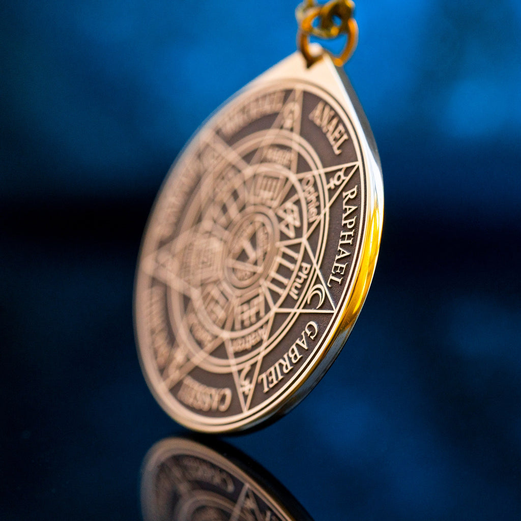 Seven Archangels Brass Amulet Pendant: Solomon Kabbalah Occult