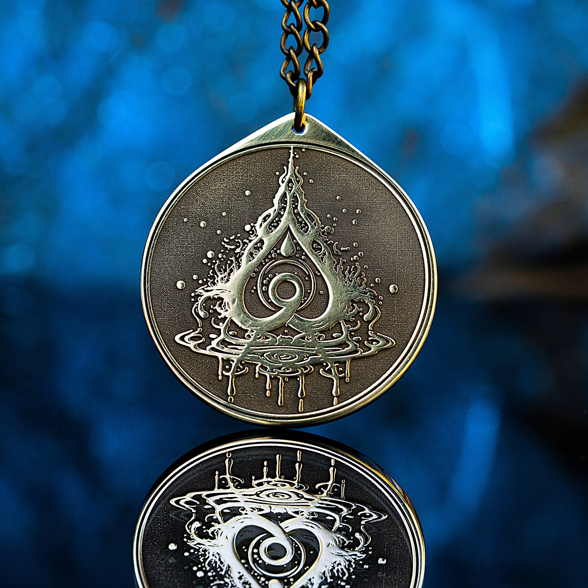Alchemy Water Symbol Pendant: Purification Amulet, Occult Talisman