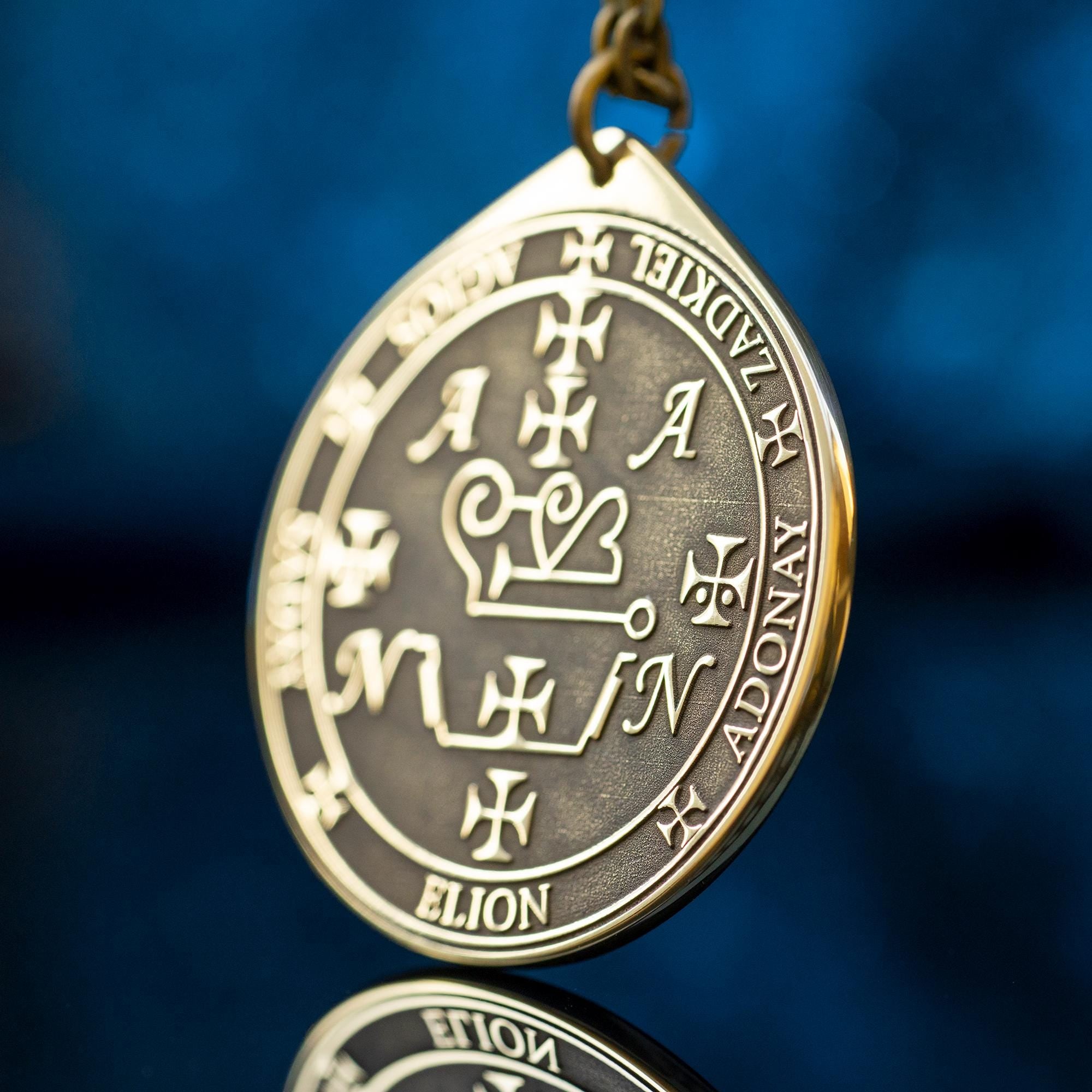 Archangel Zadkiel Seal Pendant: Angel of Harmony and Blessings, Goetia Solomon Kabbalah Amulet
