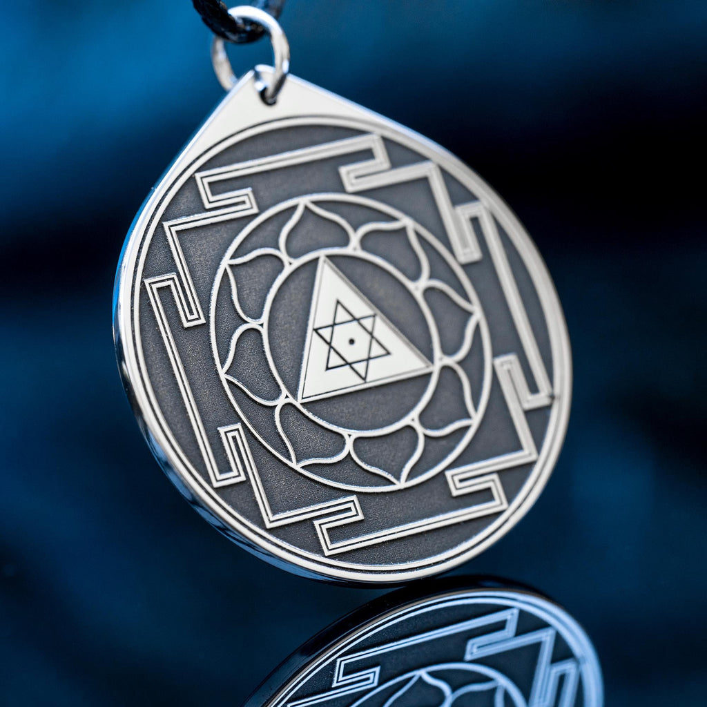 Sri Yantra Pendant: Sacred Geometry Talisman, Stainless Steel