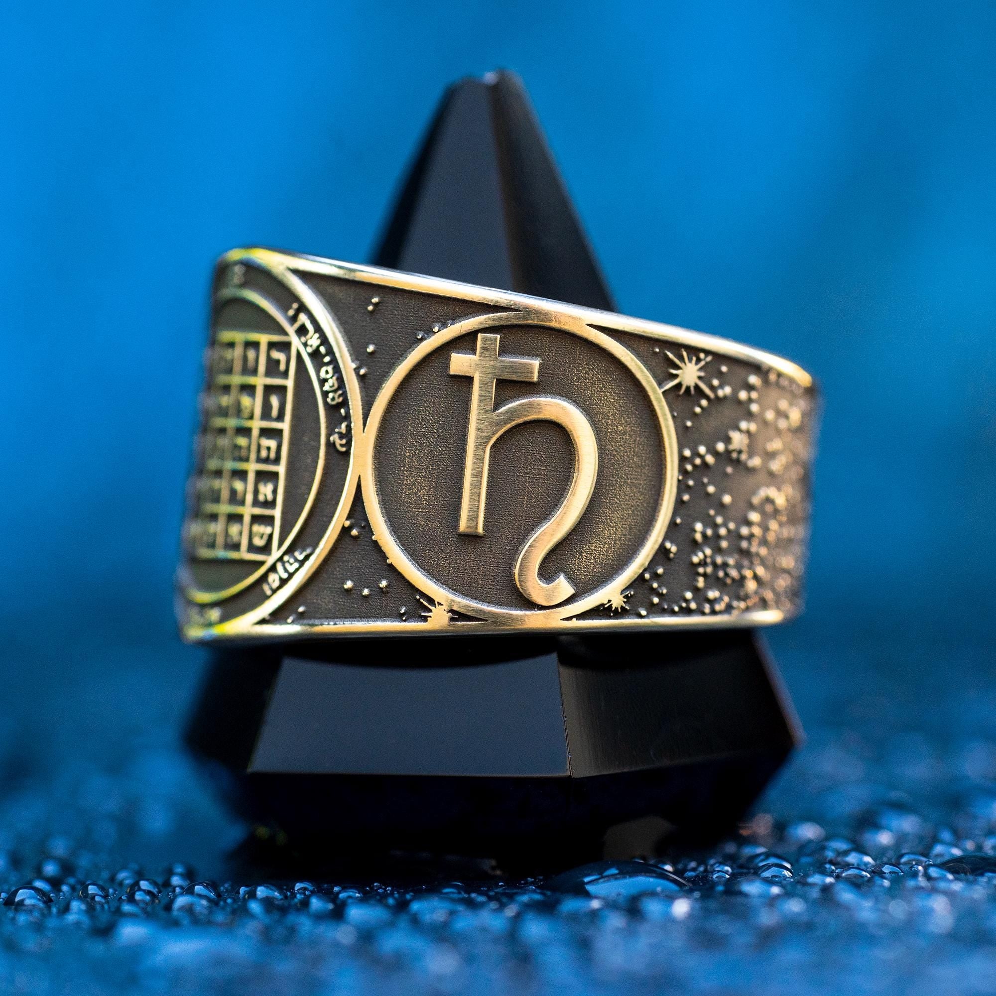 Goetia Second Pentacle of Saturn Ring: Kabbalah Solomon Seal Amulet