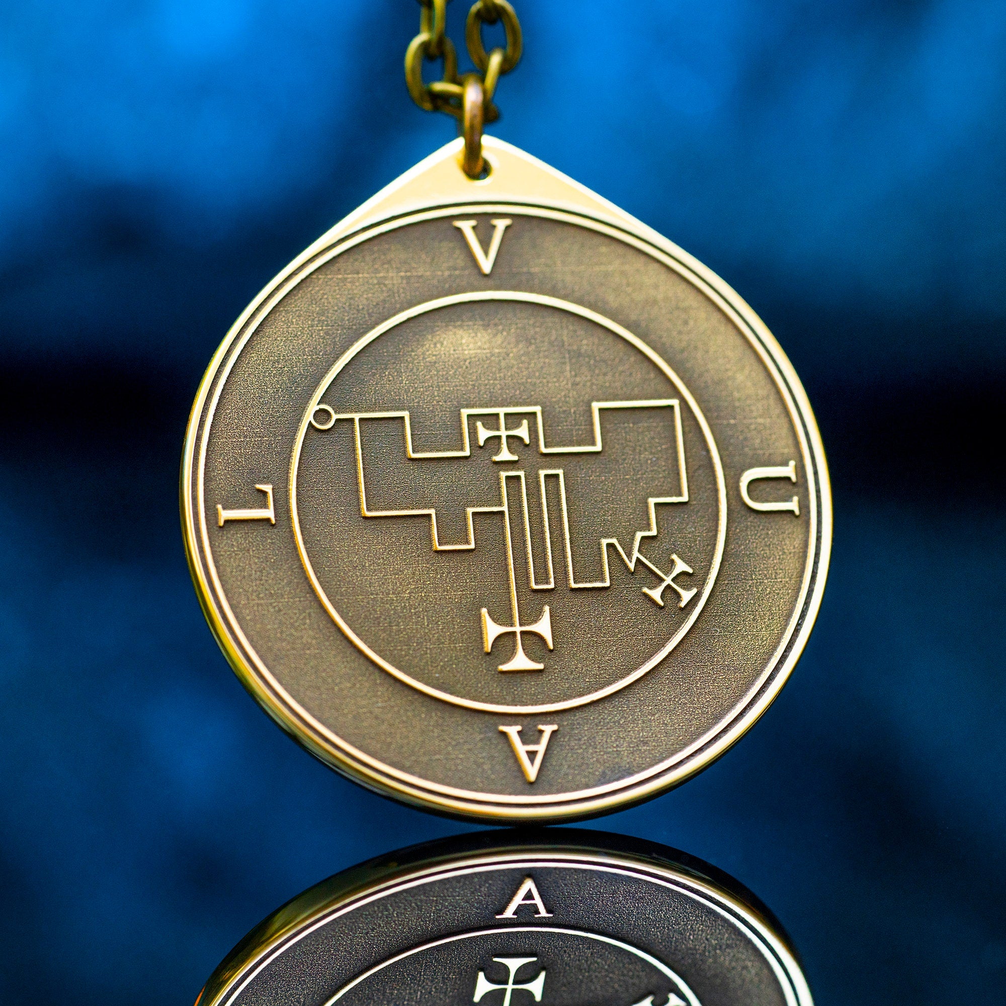 Duke Vual Brass Pendant: Lesser Key of Solomon Amulet