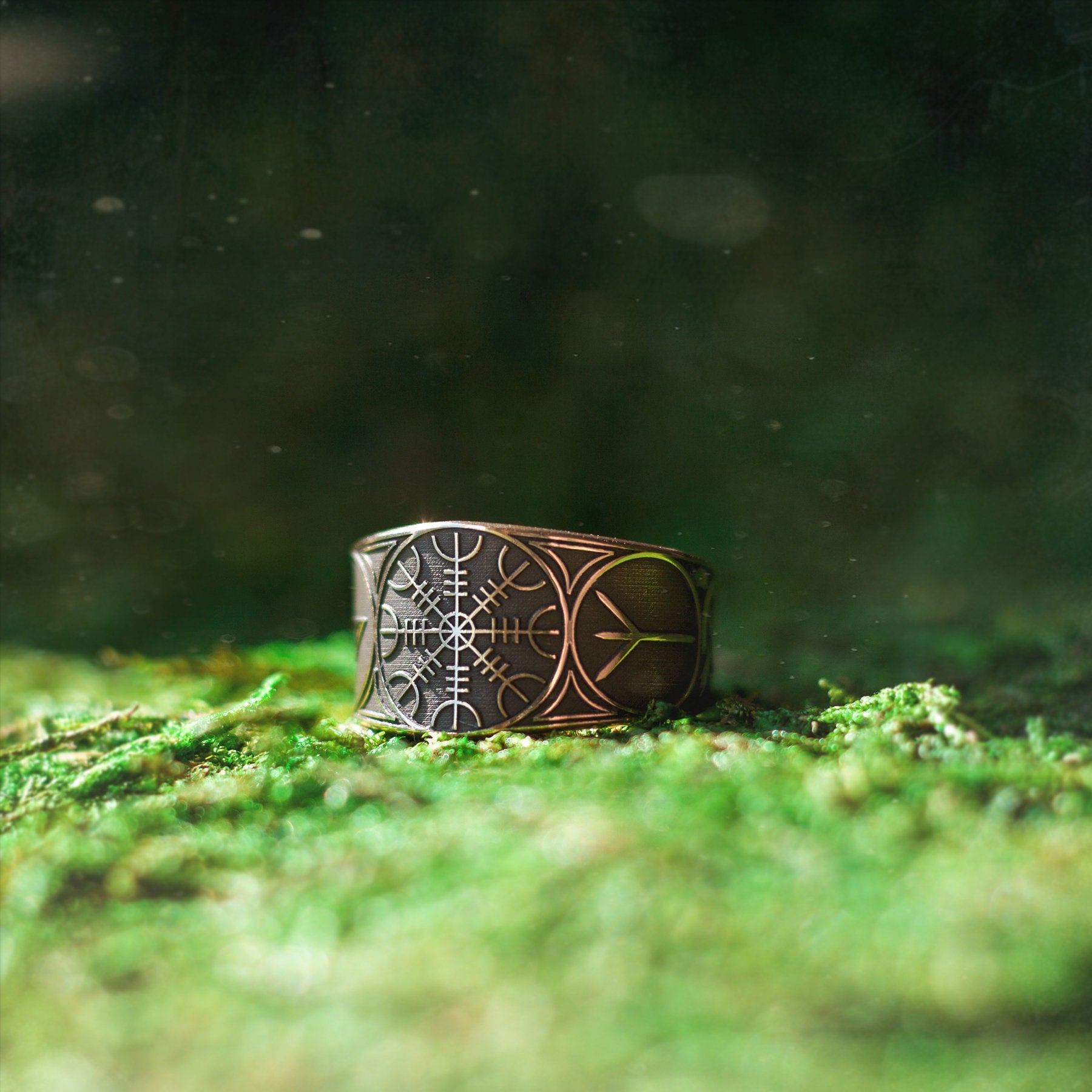 Viking The Helm of Awe Rune adjustable ring North Celtic amulet talisman occult magic