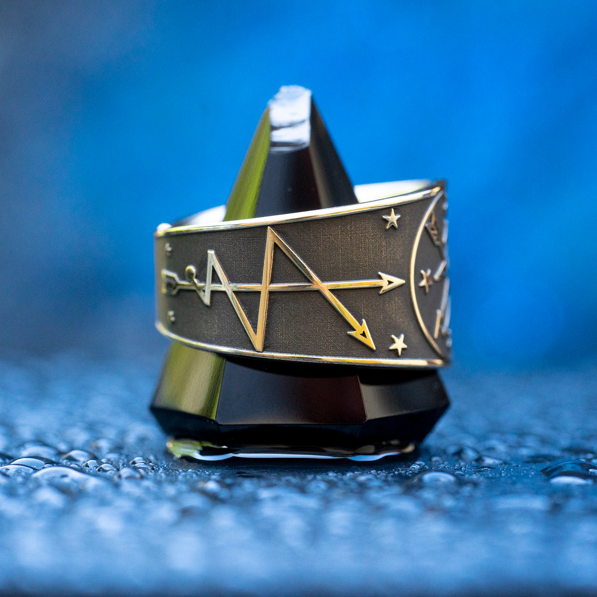 Oya ring inspired by the Yoruba Orisha of storms, wind, lightning, transformation, cemetery gates, ancestors, and fierce warrior protection symbolism