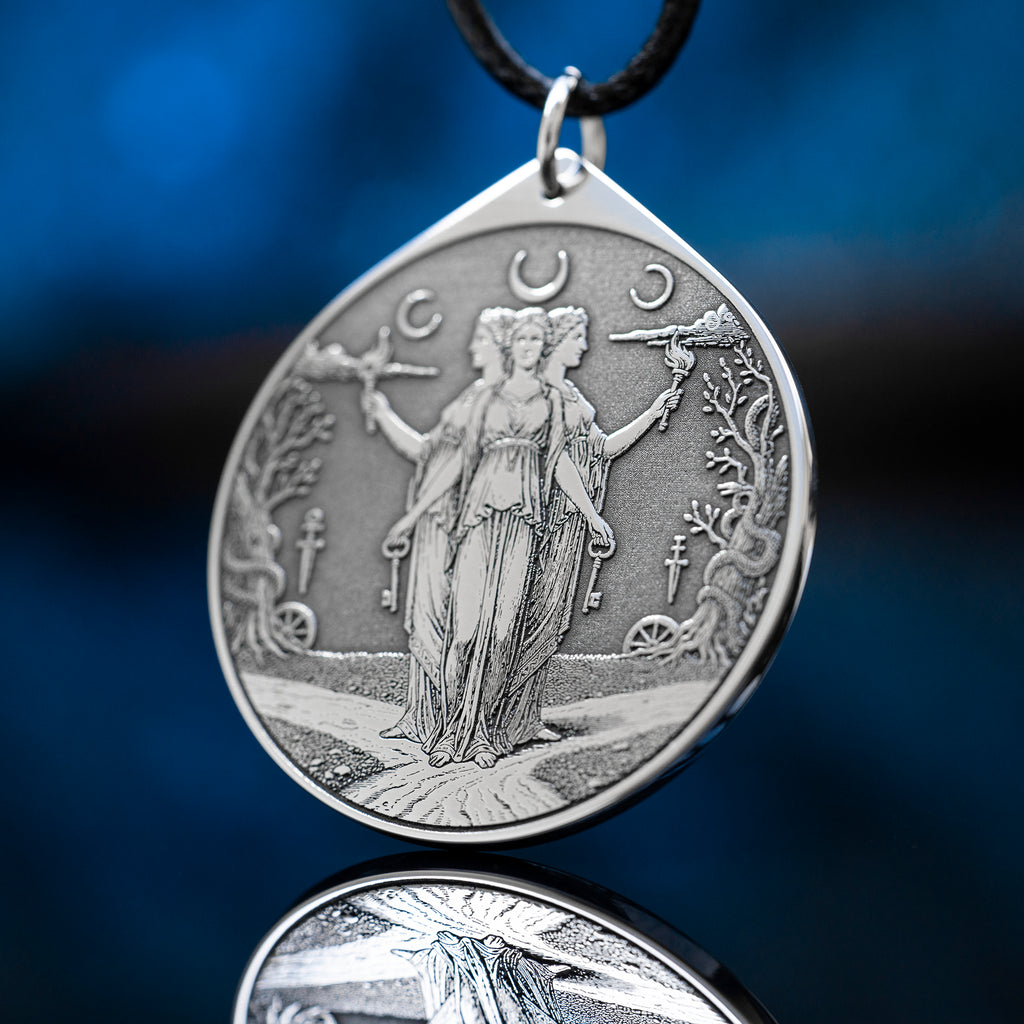 Hecate Wheel Pendant: Strophalos Moon Goddess Amulet